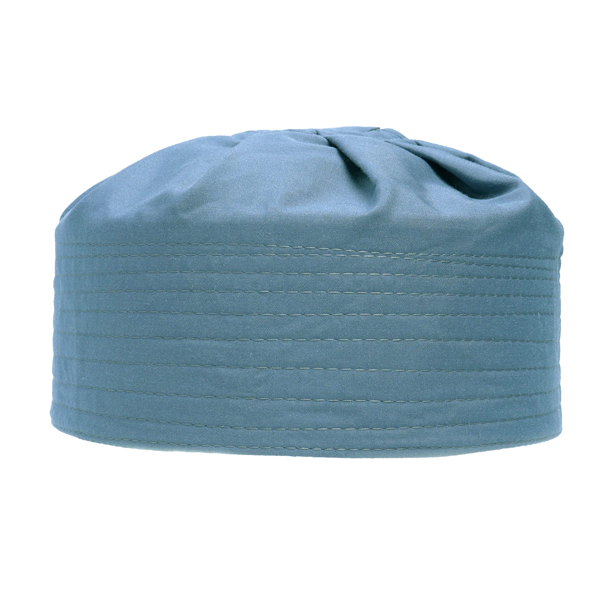 Pigeon Blue Pleated-top Solid Color Fabric Kufi Prayer Skull Cap Kufi Hat Tabligh Topi