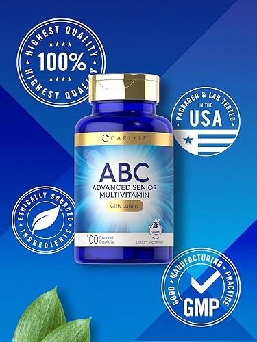 Miniatura 6 de Carlyle Multivitamínico para mayores de 60 años, 100 comprimidos, con luteína y licopeno, suplemento avanzado ABC para hombres y mujeres, sin OMG,