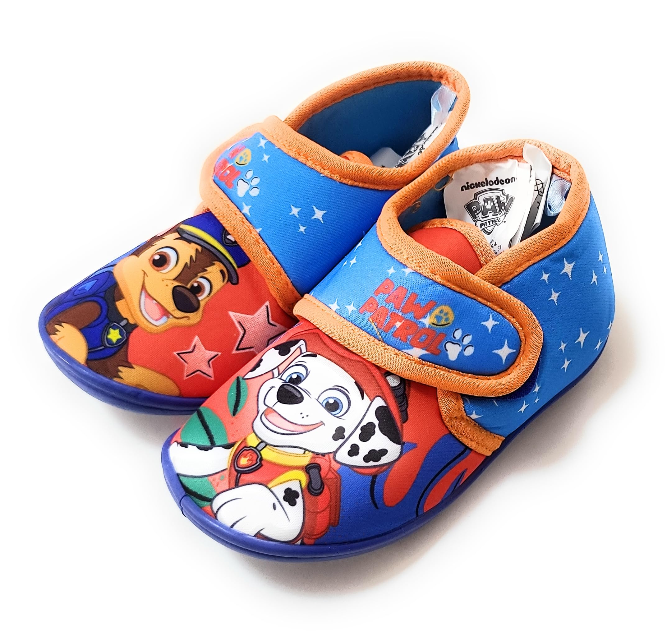 Paw Patrol Zapatillas de casa niño Chase y Marshall, suela antideslizante, interior suave y calentito, cierre de velcro fácil, pantuflas infantiles para invierno y estar en casa