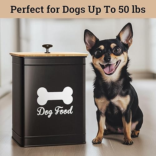 Miniatura 5 de Contenedor hermético de comida para perros de 5 a 7 libras (25 tazas) de capacidad, bonito recipiente hermético de almacenamiento de alimentos