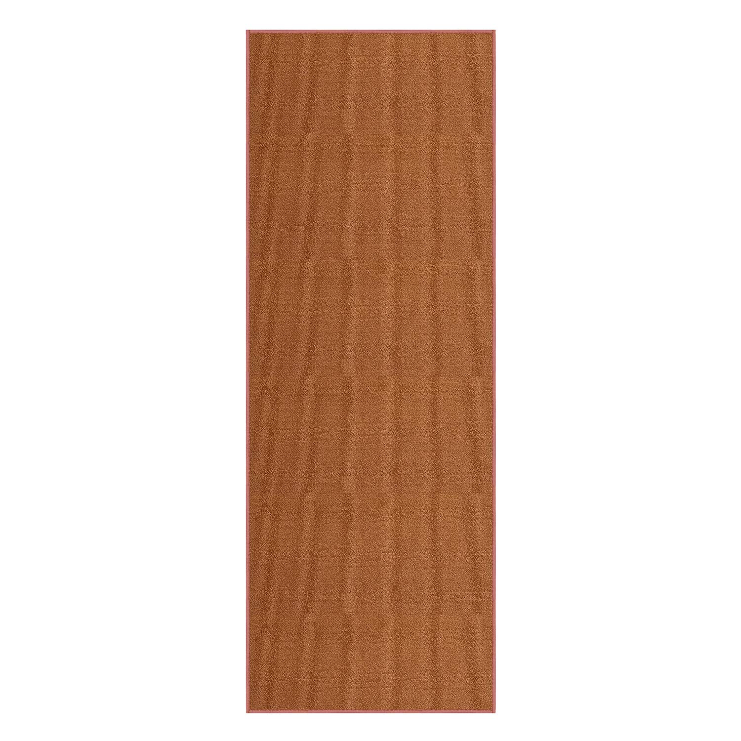Kapaqua Custom Size Burnt-Orange Solid Plain Rubber Backed Non-Slip Hallway Stair Runner Rug Carpet 22 inch Wide Choose Your Length 22in X 16ft
