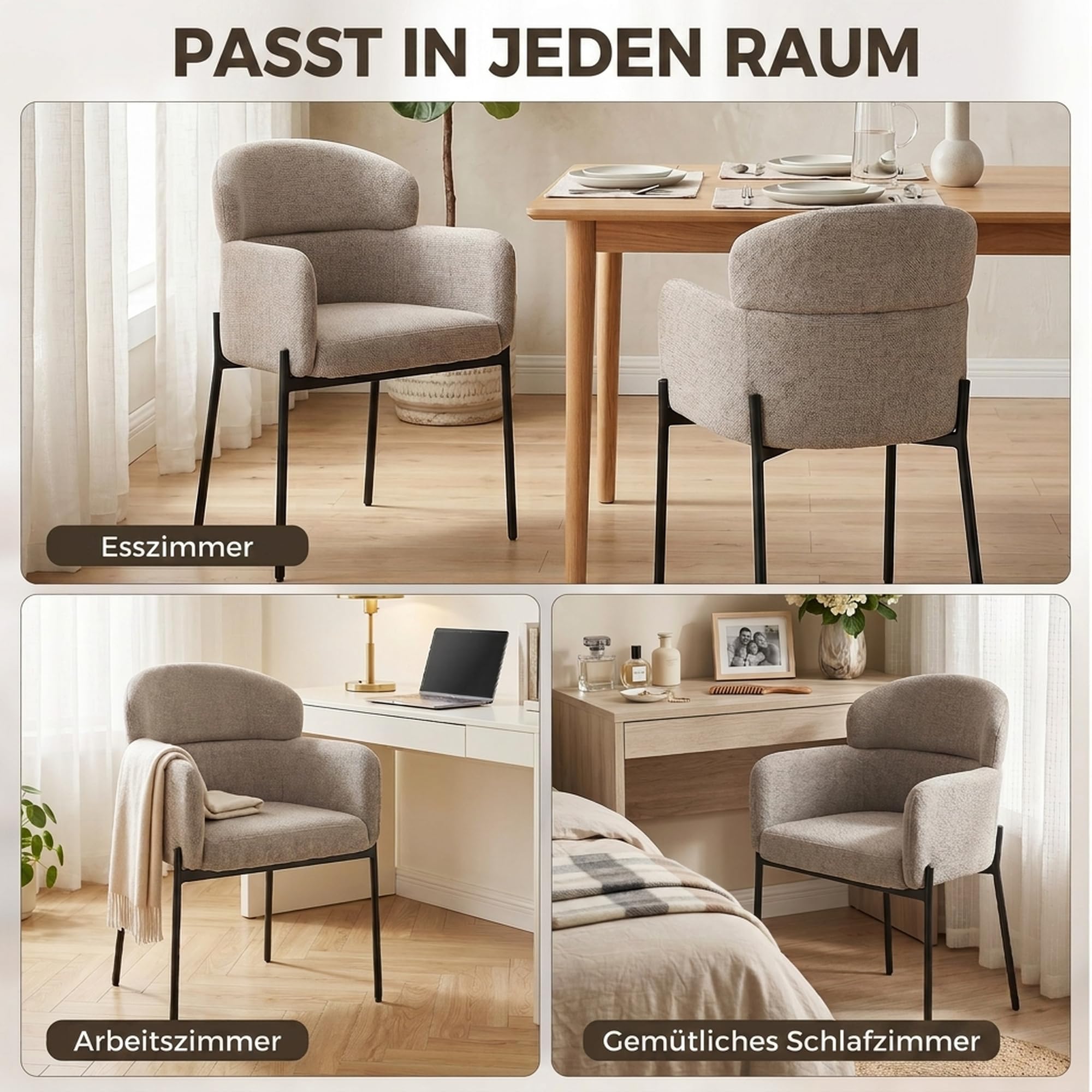HOMCOM Sessel Wohnzimmer Loungesessel mit Chenille-Optik Hellbraun
