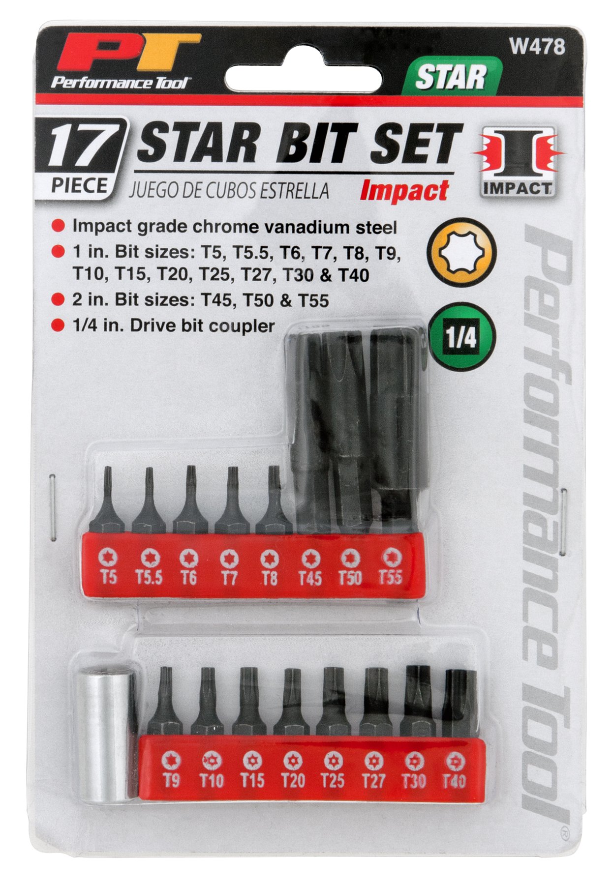 Amazon.com: Performance Tool W478 17pc Impact Star Bit Set