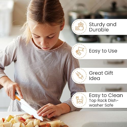 Miniatura 2 de Zulay - Juego de cuchillos infantiles de 3 piezas para cocinar y hornear reales, cuchillos para niños pequeños para cortar frutas, verduras y