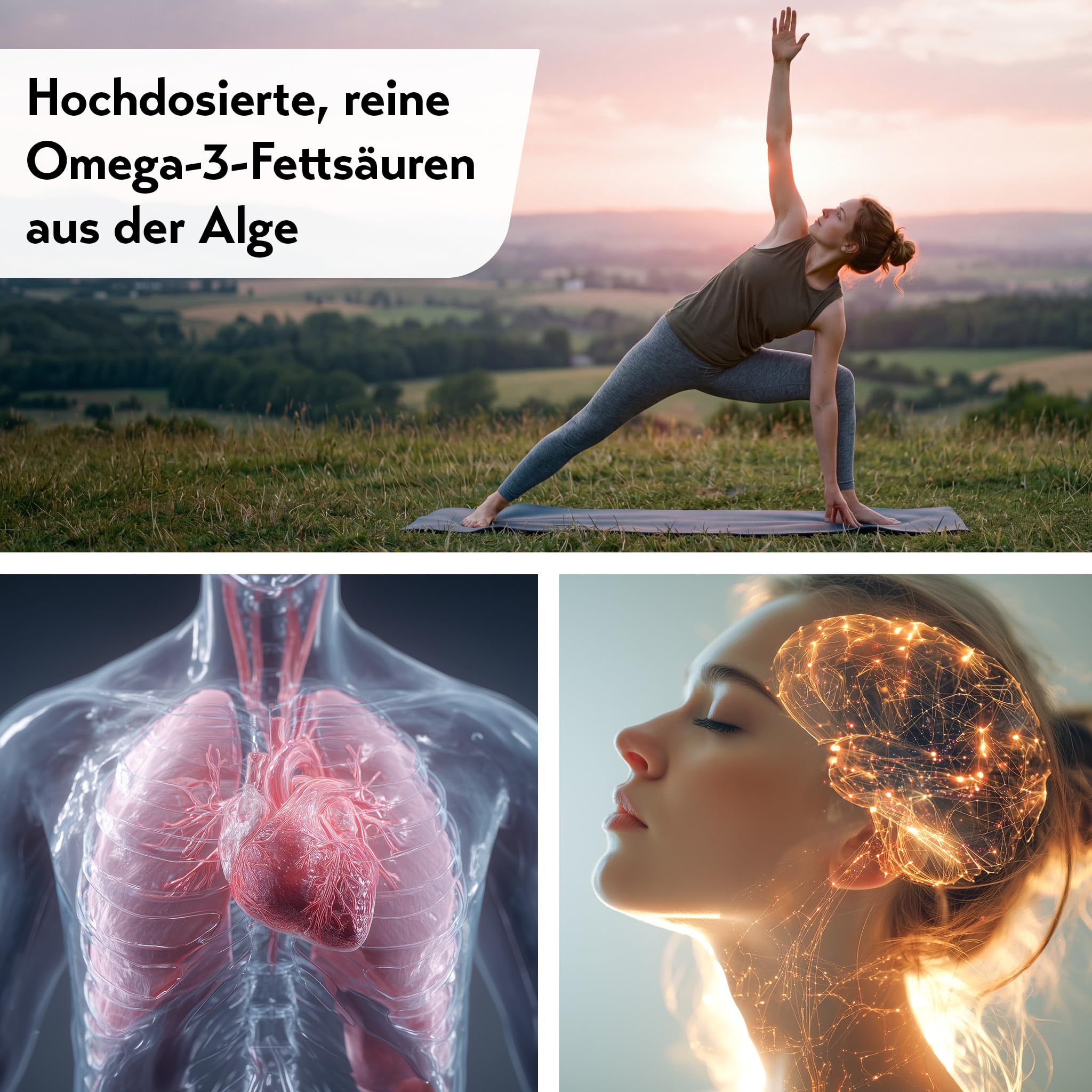 pureSGP® Omega-3 Öl FORTE [150ml]: Höchstdosiert, rein und pflanzlich - 2.123 mg Omega-3 pro Tag, 3.700 mg Algenöl mit DHA und EPA. Angereichert mit Vitamin D3 und Olivenöl. Feiner Zitronengeschmack.