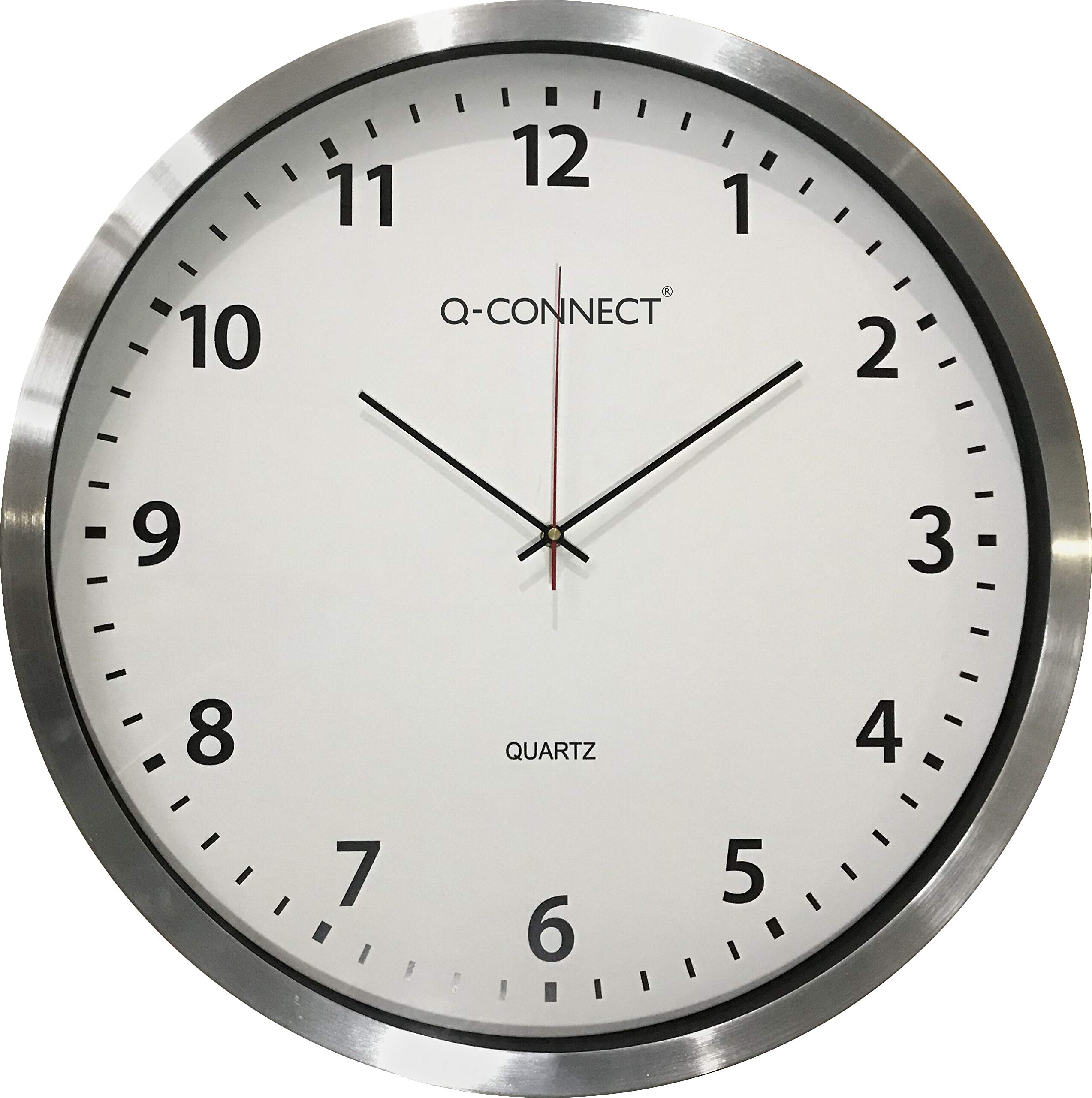 Q-Connect zegar ścienny, tworzywo sztuczne, okrągły, 60 cm, chromowana rama