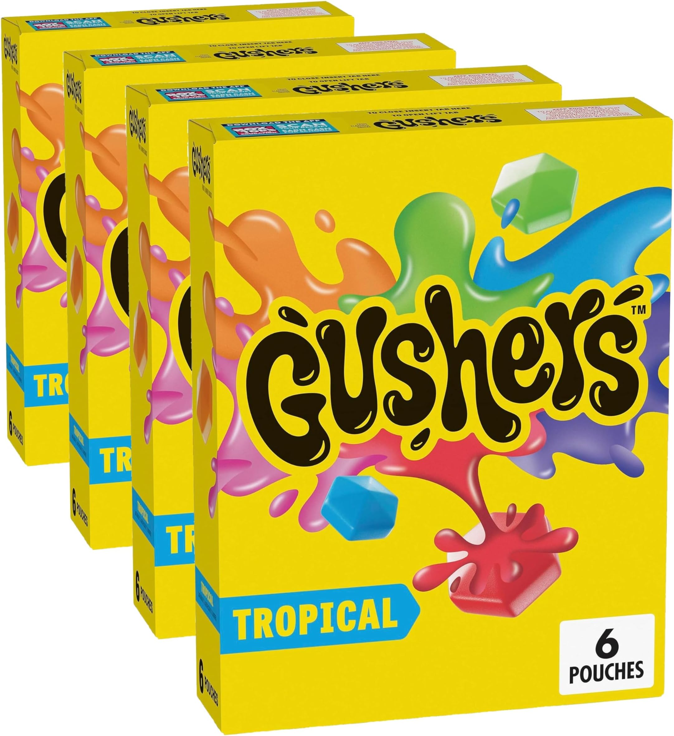 Fruit Flavored Snacks, Tropical Fruit Flavor, 6 Pouches, 4.8 oz (Pack of 24)