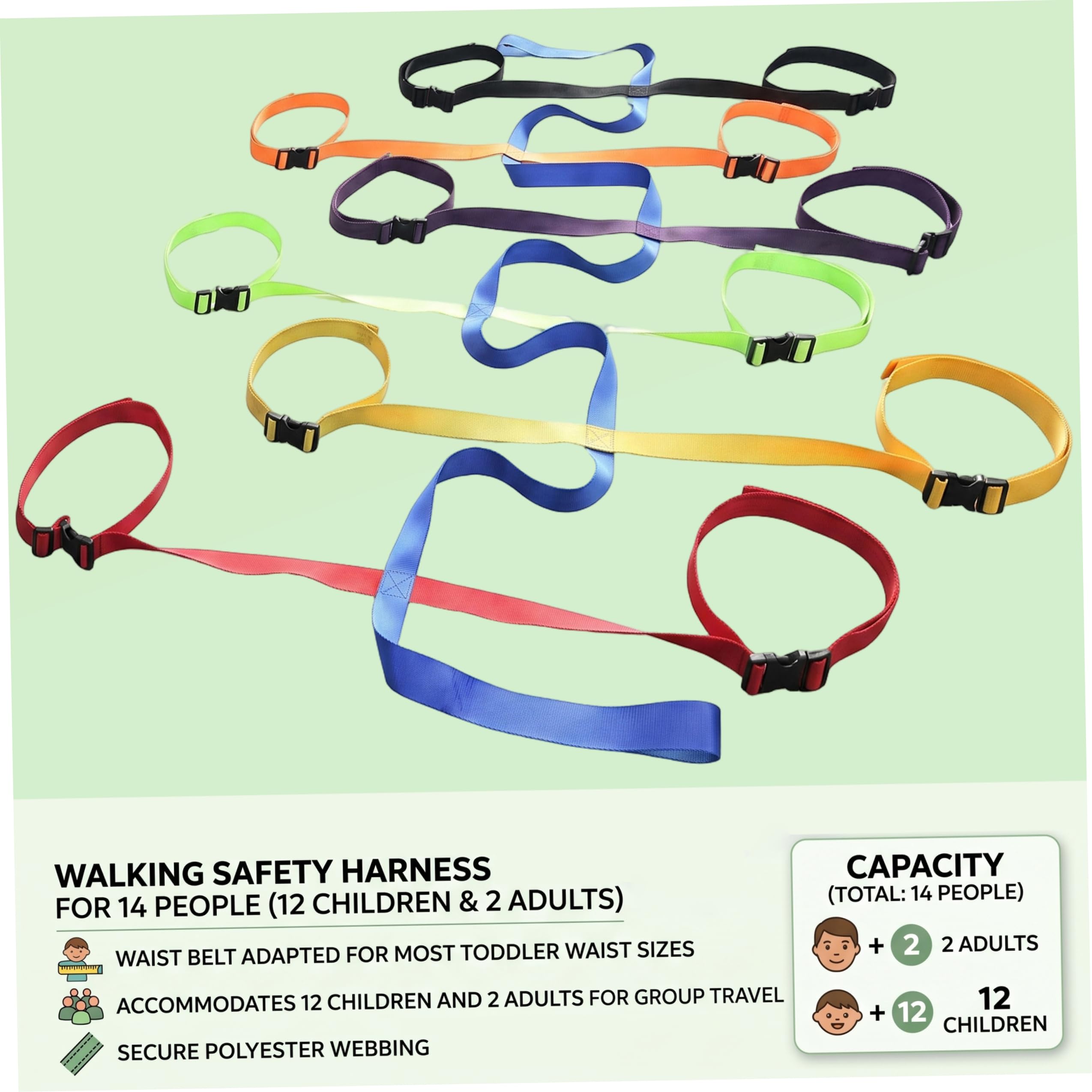 Cuerda para caminar para niños pequeños, correa de seguridad para niños con cinturón, diseño de bucles múltiples