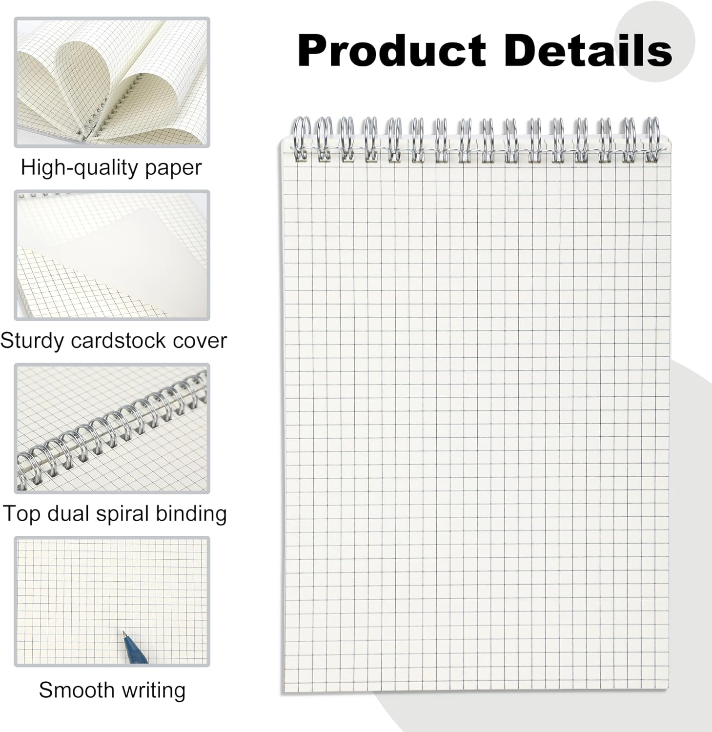 10 Pack Graph Spiral Notebook 5.5