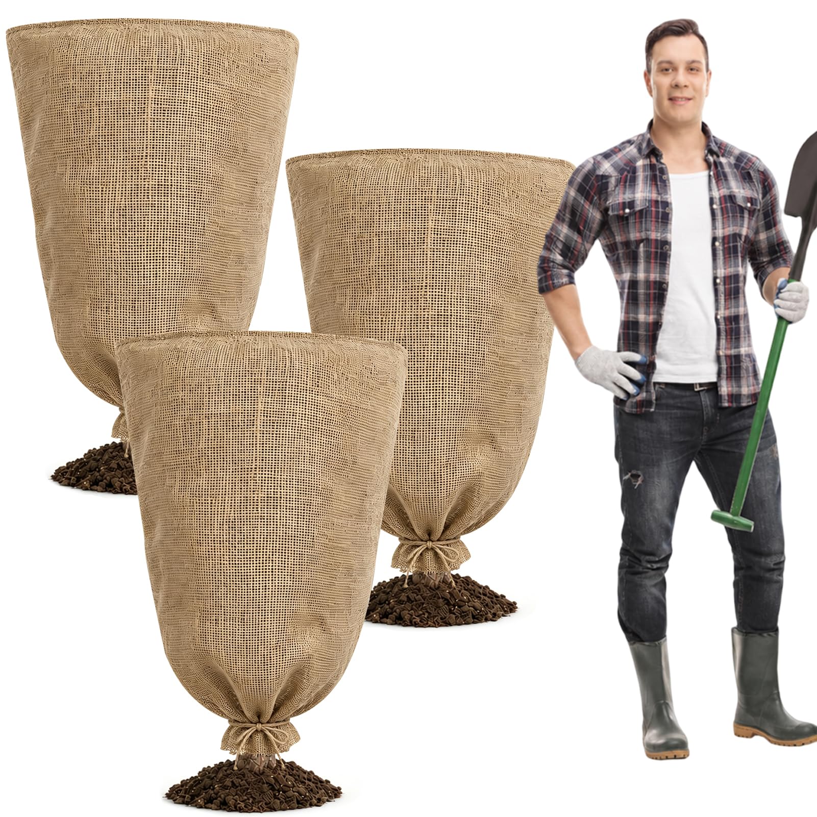 3 Pack Burlap Plant Cover Bags
