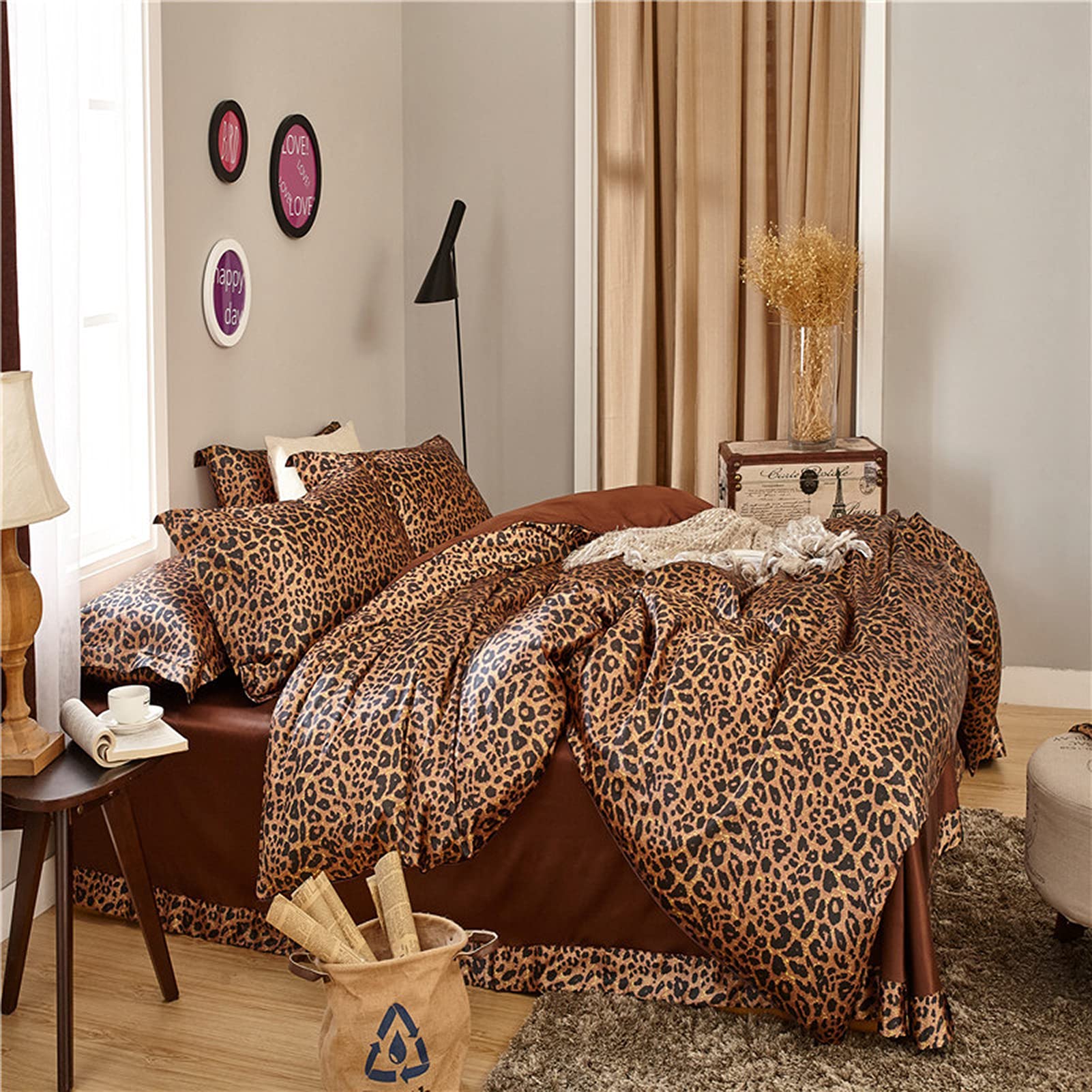 Parure de lit double 220x240cm couleur unie pour une ambiance de chambre apaisante