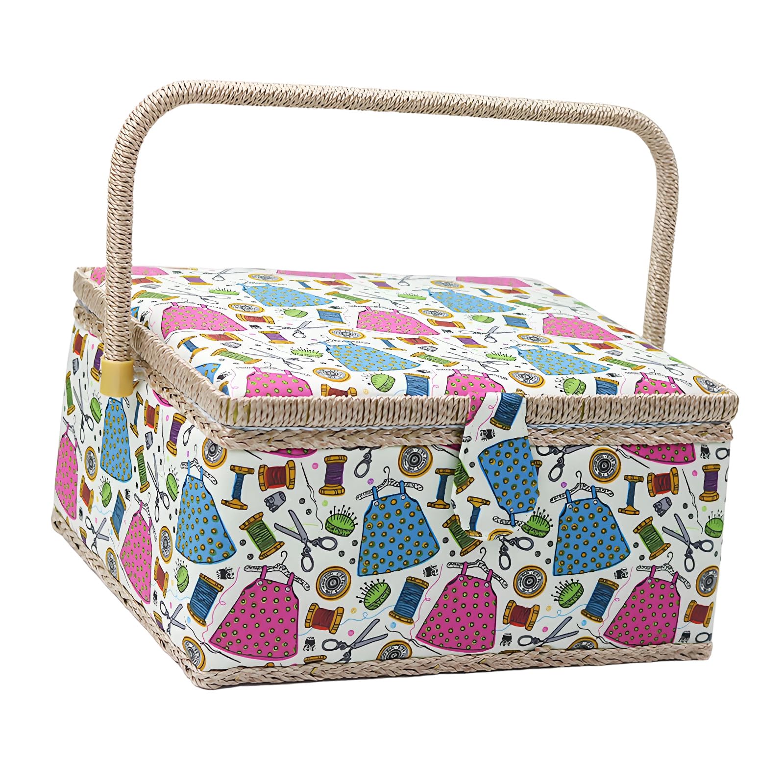 Jazuaiao Colorful Needlework Wood And Fabric Sewing Organizers With Large Capacity Designs For Keep Thread And Tool Tidying Wooden Thread Storage Box