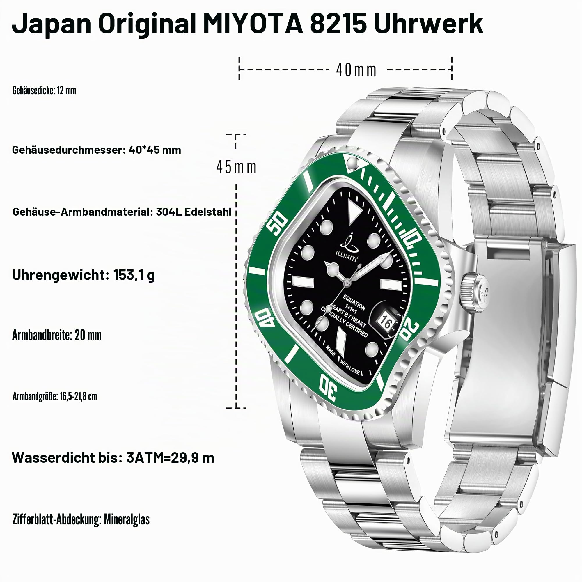 ILLIMITE Schmelzende Automatikuhren für Herren, Japanisches Miyota 8215, selbstaufziehendes mechanisches Uhrwerk, Damenuhr, wasserdicht, Edelstahl, Kunst, surrealistische Armbanduhren, Pea001