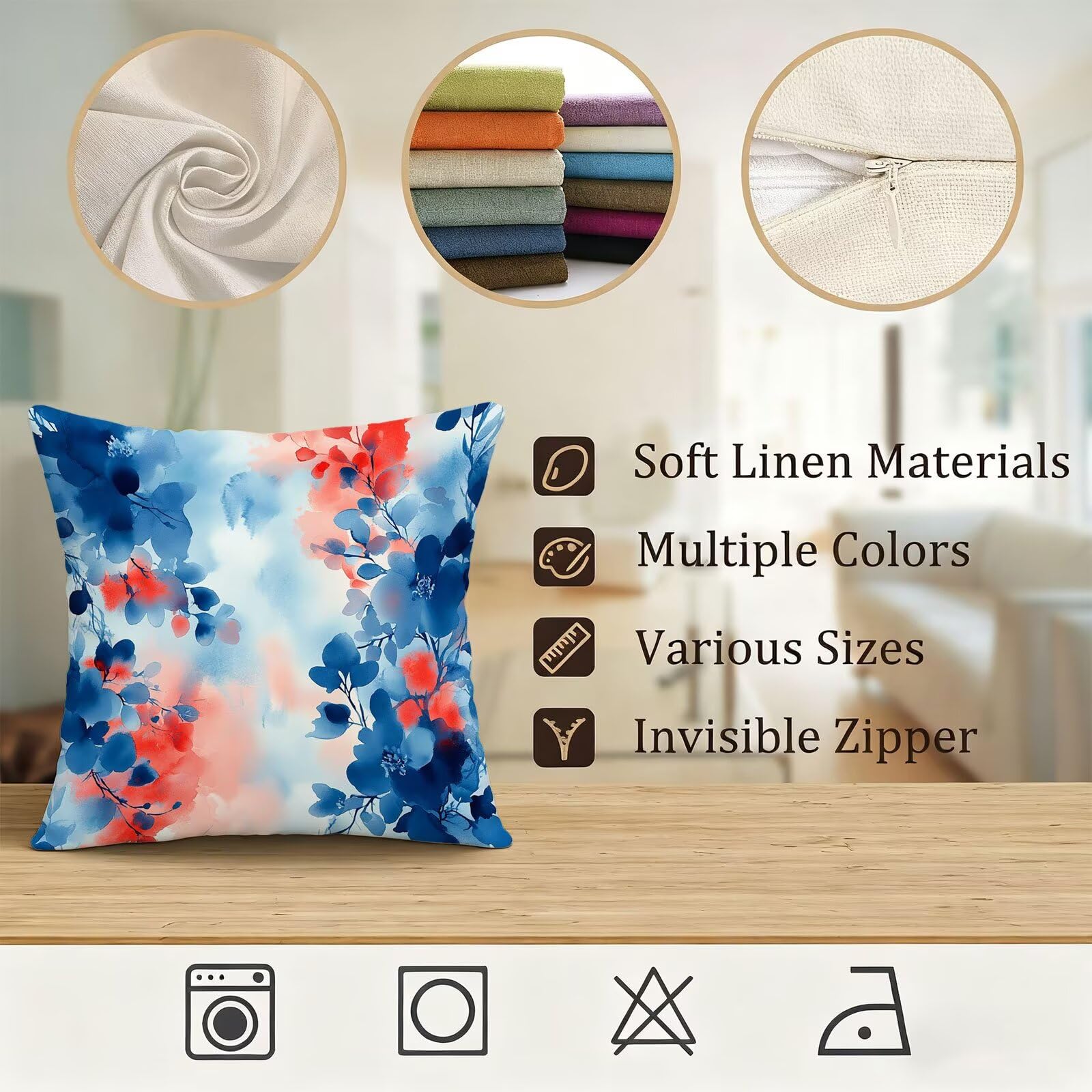 Azul Funda Cojin 60x60 Rojo Funda Almohada 60x60 Cojines Sofa Súper Suave Fundas Cojines Decorativos Fundas Almohadas 4 Piezas Almohada Cervicales y Cuello, para Hogar Cama Salon Decoracion E - 847