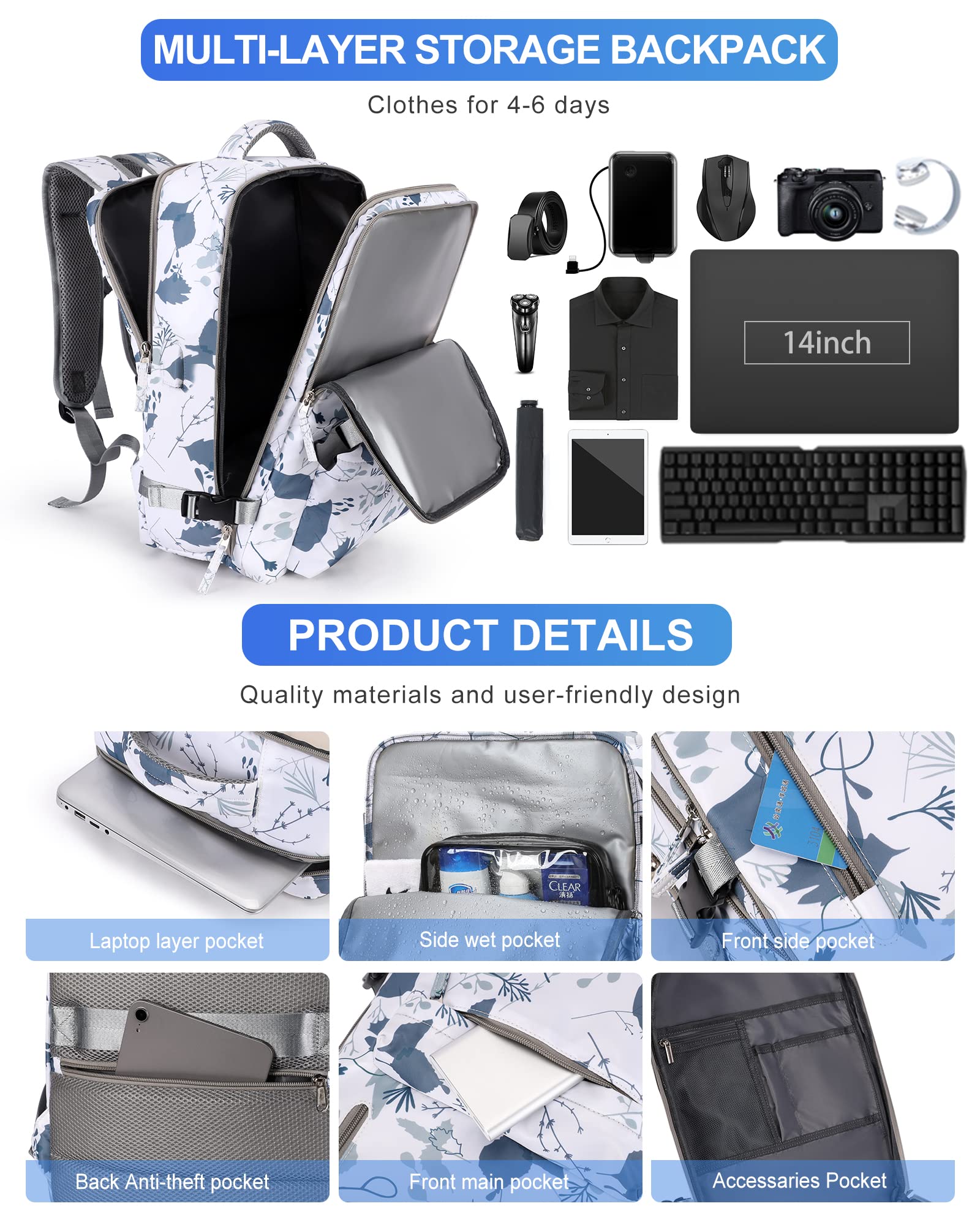 Zaino da Viaggio per Easyjet 45x36x20 Bagaglio a Mano Zaino Borse da Cabina per Ryanair Il Sedile Zaino Aereo Bagaglio a Mano Borsa Cabina Viaggio Zaino Travel Viaggio Casual Daypack