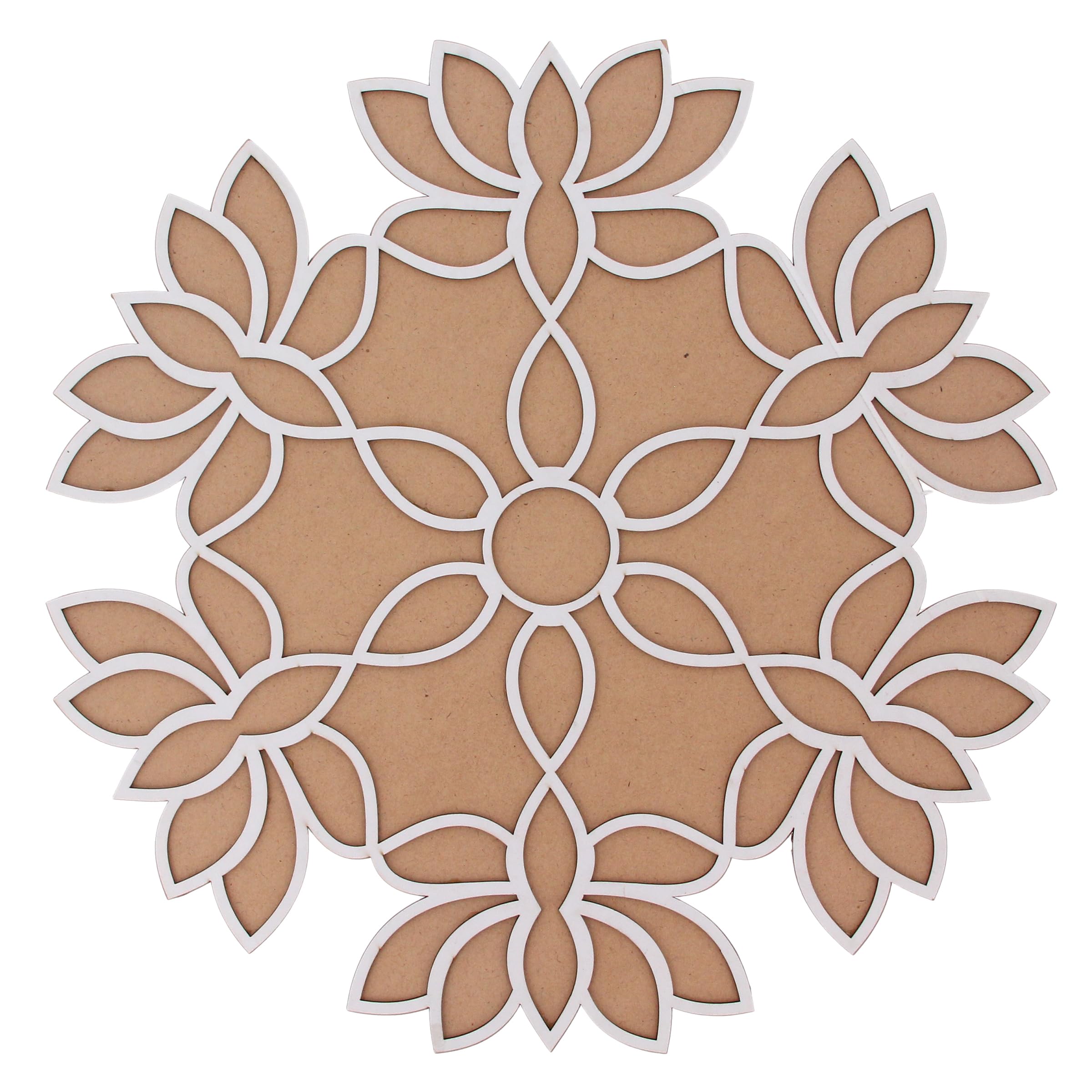 Rangoli Stencils Reusable MDF Wooden Base Diwali Decorations Easy to Fill Rangoli Stencil Tool Indian Mandala DIY Art Template for Home Floor Tile Décor Craft Projects Gift (15 Inch - Design 3)