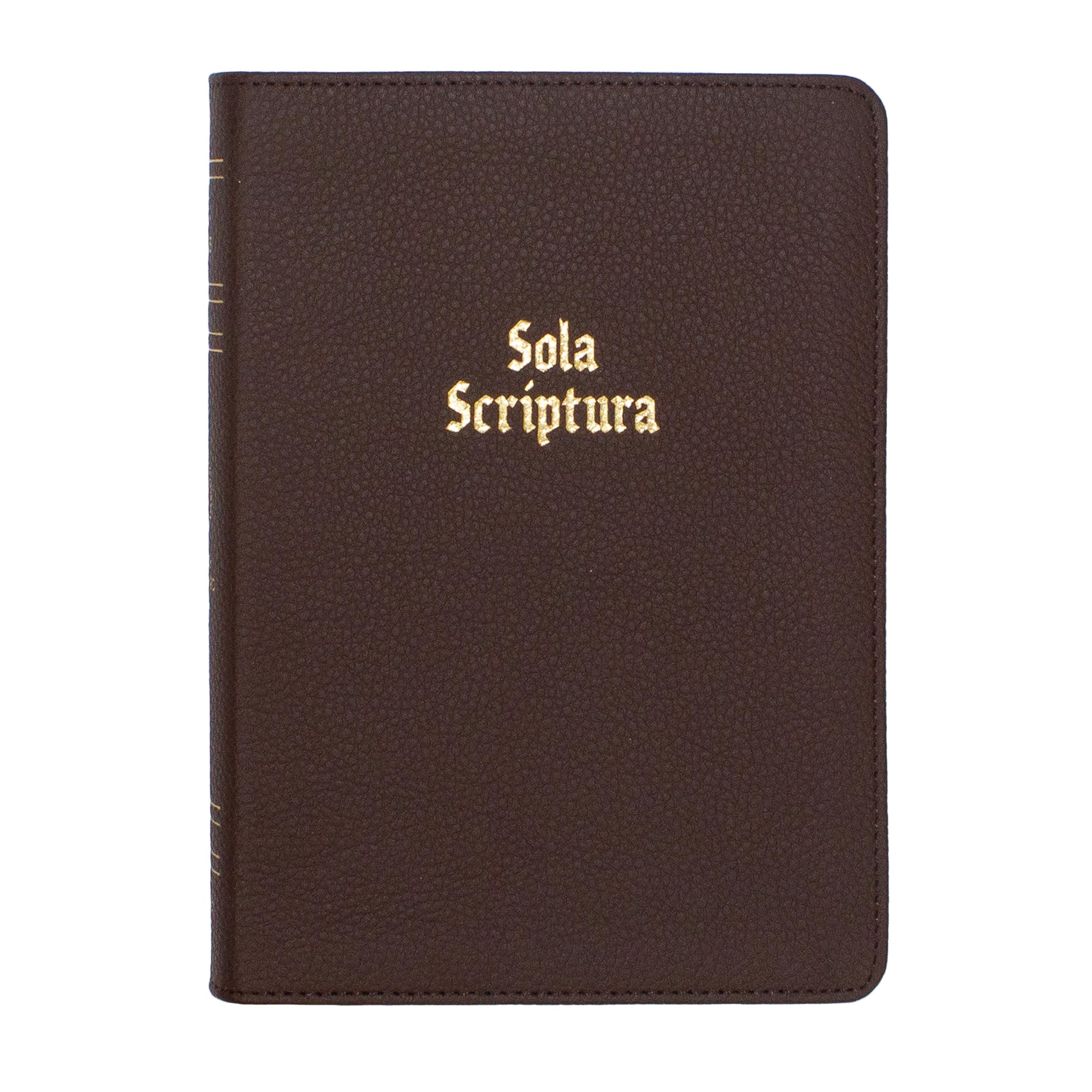 LSB Holy Bible, Portable Size, Brown Premium Genuine Leather (Cowhide) w/ Gold Foil Stamped Sola Scriptura: Legacy Standard Bible in a 2-Column Paragraph, Red Letters with 2 Ribbons & Gold Page Edges