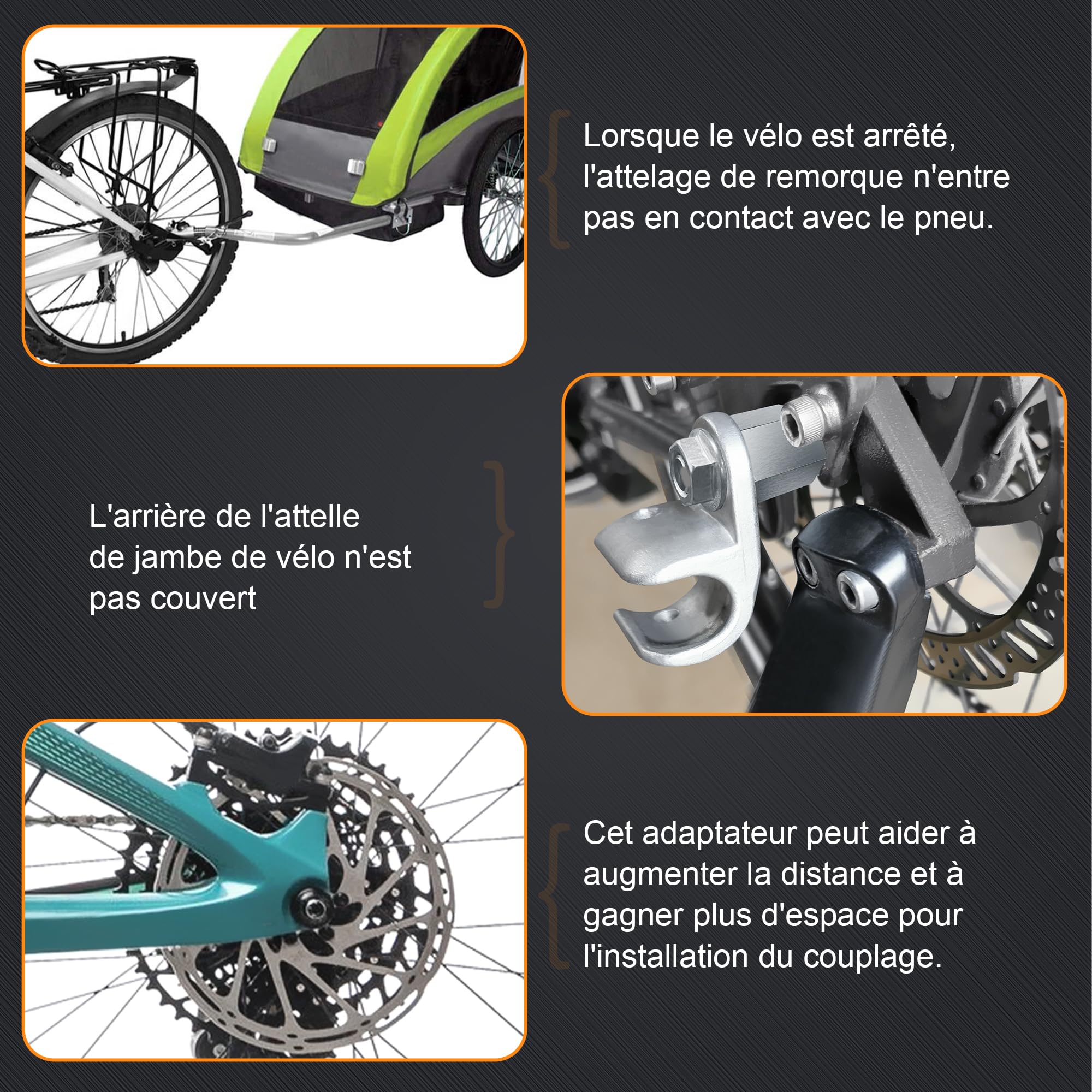 Adaptateur d'embrayage Universel pour remorque de vélo