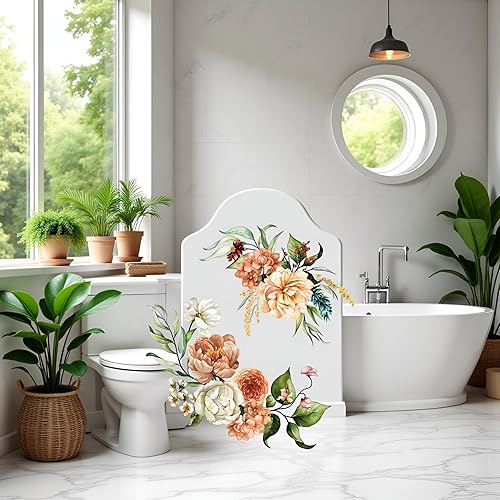 Miniatura 3 de Adhesivo autoadhesivo impermeable para tapa de asiento de inodoro, calcomanías florales para decoración de baño del hogar, tapa de inodoro y