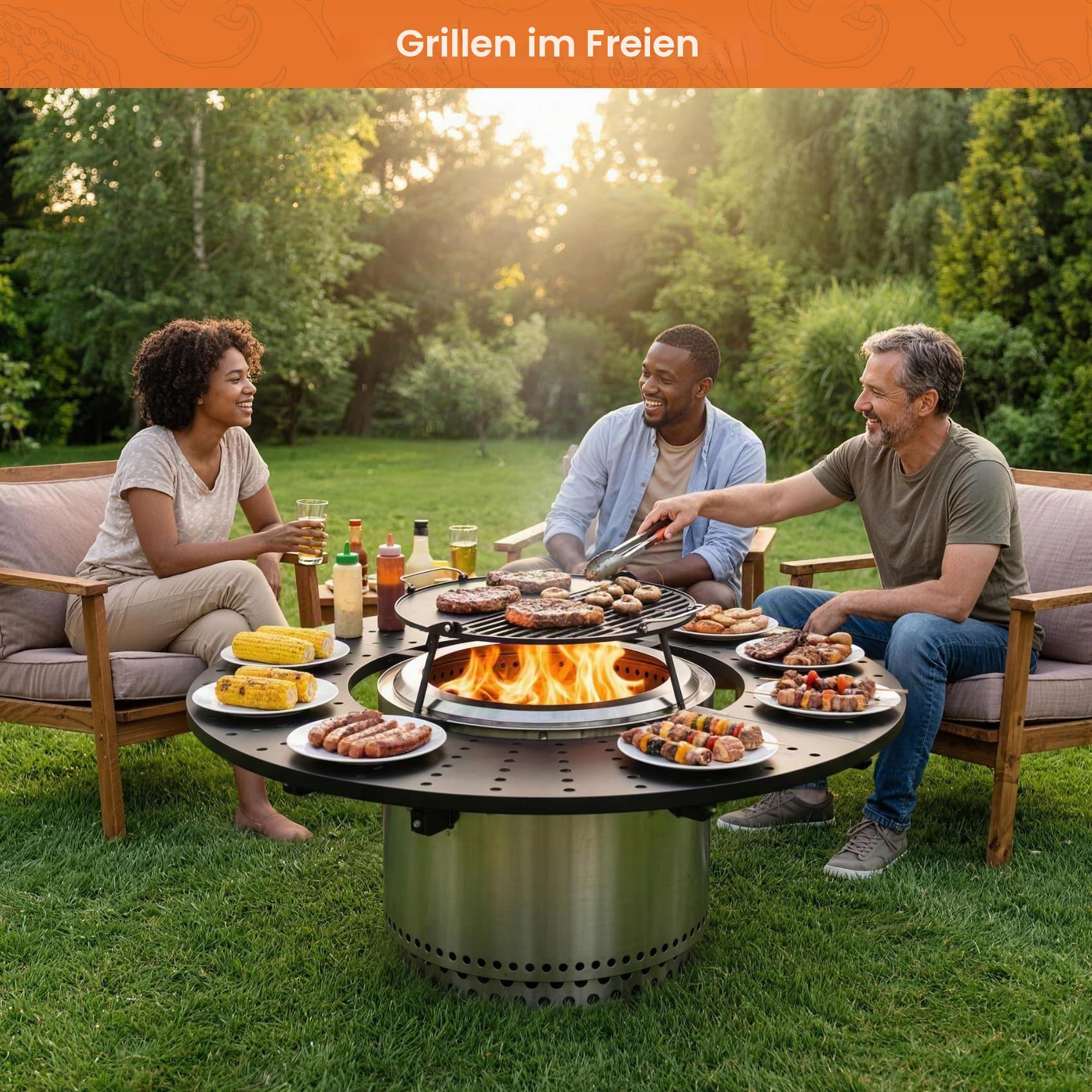 onlyfire Feuerstelle Surround Tischplatte für Solo Stove Bonfire 19.5"/49.53cm Feuerschale, Runde Feuerstellen-Tischplatte für Getränke und Speisen, Abnehmbar Surround Feuerstellentisch