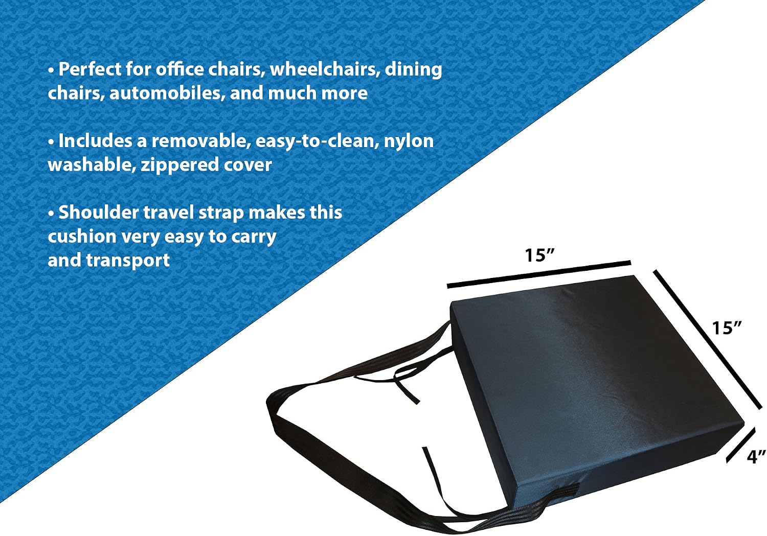 Rehabilitation Advantage Density Seat Cushion (4 x 15 x 15) Blue