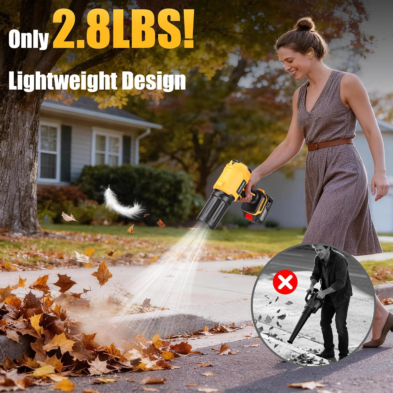 Cordless Leaf Blower with 2 x 4.0Ah Batteries and Fast Charger, Lightweight Electric Handheld Blower, Variable Speed for Lawn Care, Patio, Garage, Driveway Cleaning, Dust Removal and Car Drying image 4