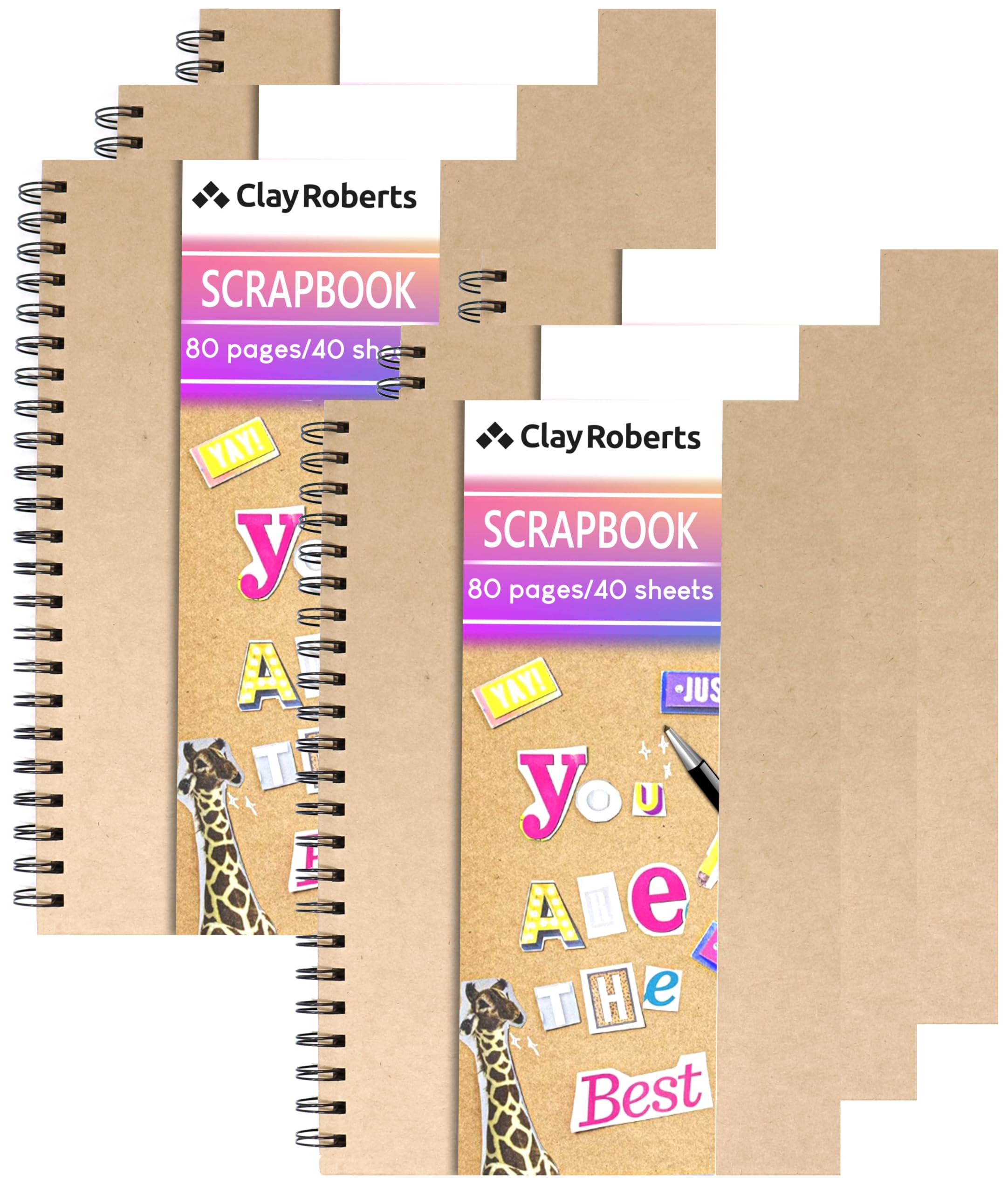 A4 Kraft Ribbon Scrapbook, Craft Paper Scrapbooking Albums, Eco-Friendly Memory Book Photo Album, Scrapbook, Art Books (Brown, 6 Pack)