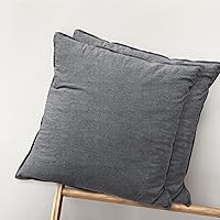 Vista 83 de MooMee Juego de 2 fundas de almohada 100% algodón lavado con textura parecida al lino, transpirable, duradera, suave y cómoda