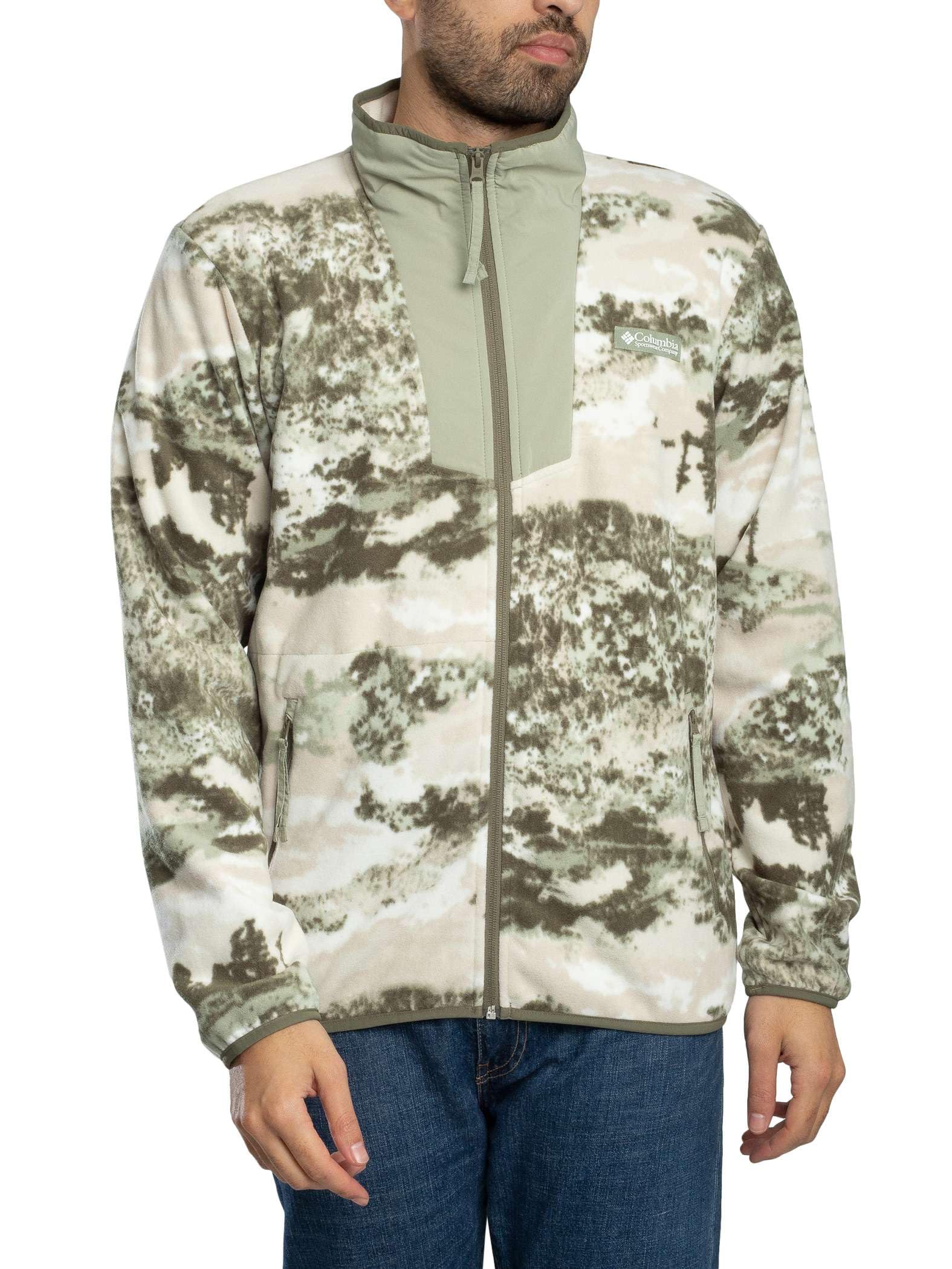 Columbia Men's Sequoia Grove Printed Zip Jacket, Safari/Fieldaz, XL