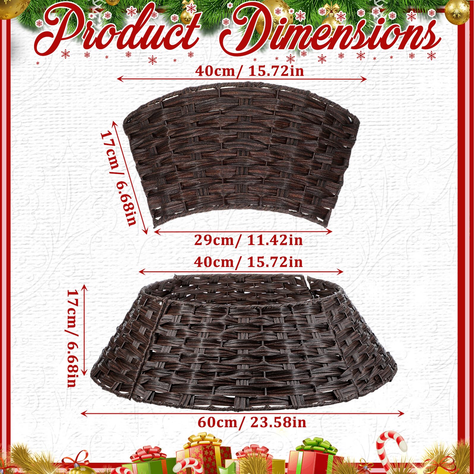 VALICLUD Gonna per Albero di Natale in Stile Fattoria Chic Collare Rustico Decorazione Natalizia Marrone Piccolo Supporto Decorativo per Interni ed Esterni Base Copri Albero Festiva