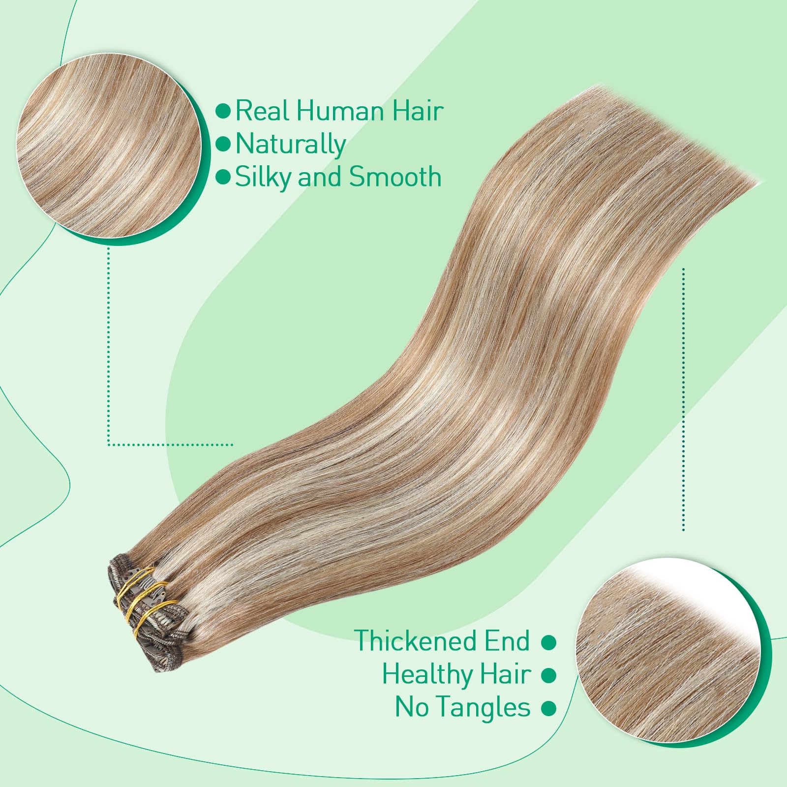 SURNEL Extensiones Clip Pelo Natural 100g 35cm 6 Piezas Castaño Chocolate Extensiones De Clip De Humano Real Extensiones Pelo Natural Remy (C#4-35cm) — view 32