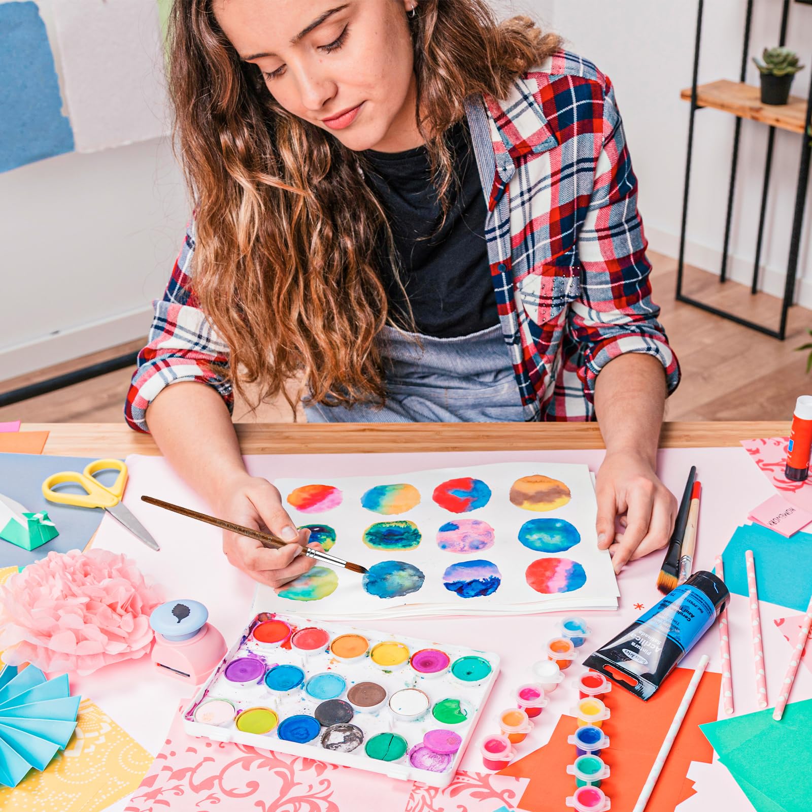 Thinp Watercolor Painting Brush Set 12Pcs Round Pointed Tip Artist Paint Brushes Professional Detail Paint Brushes for Watercolor Acrylics Oil - Image 6