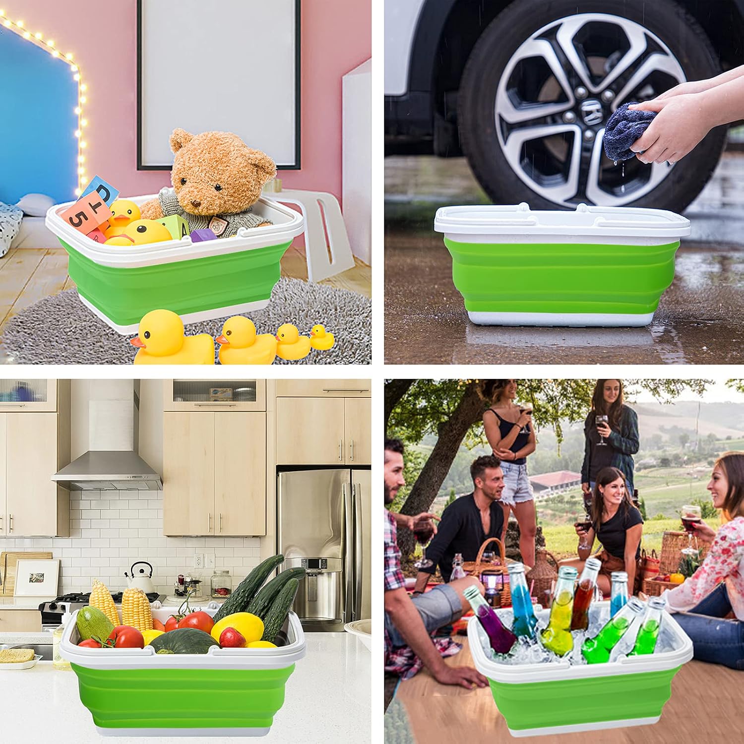 AUTODECO Collapsible Sink with Handle Towel, 2.37 Gal / 9L Foldable Wash Basin for Washing Dishes, Camping, Hiking and Home