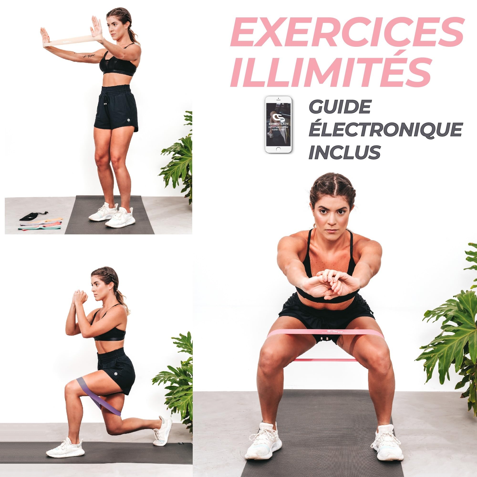 Coresteady Bande Élastique Fitness - Bandes de Résistance pour Musculation et Rééducation