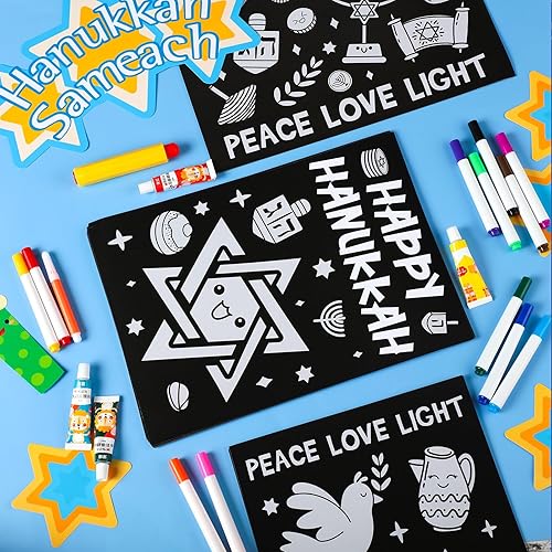 Miniatura 3 de Zhanmai 30 pósteres divertidos de Hanukkah para colorear tu propio Hanukkah, manualidades de bricolaje para manualidades de Janucá, manualidades