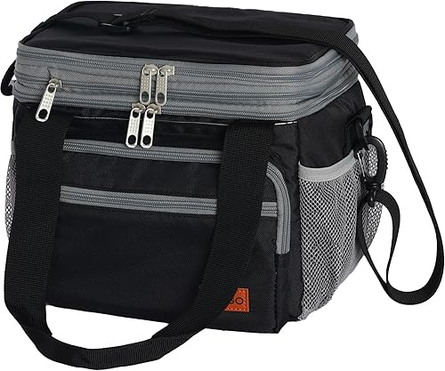 Miniatura 9 de Cango Bolsa de almuerzo aislada de gran capacidad para mujeres y hombres, bolsa de almuerzo a prueba de fugas con correa ajustable para el hombro