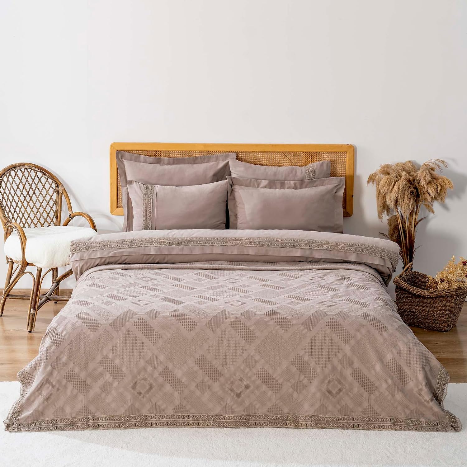 7-Piece 100% Cotton Bedding Set with Bedspread, Duvet Cover, Flat Sheet & Pillowcases | Oversized Cotton Bedspread Set for Bedroom & Everyday Use