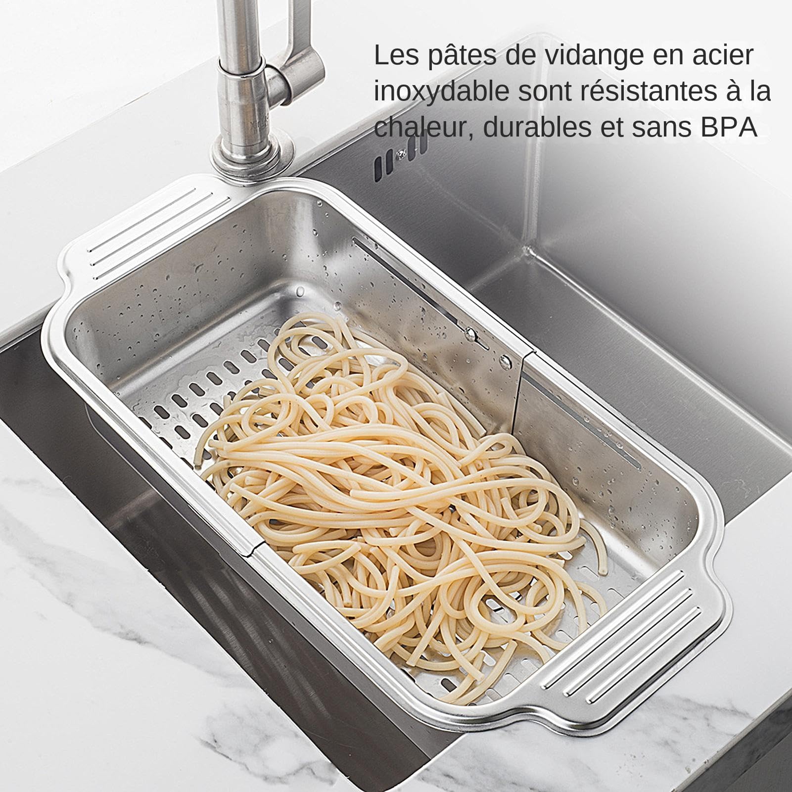 Scolapiatti regolabile per lavello da cucina, griglia di asciugatura sopra il lavandino, contenitore espandibile per alimenti per verdure, accessorio da cucina salvaspazio, strumento di nizzazione