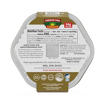 Genova Premium Tuna Mediterranean Bean Salad, 7.76 Ounce Bowls (Pack of 6), Ready to Eat