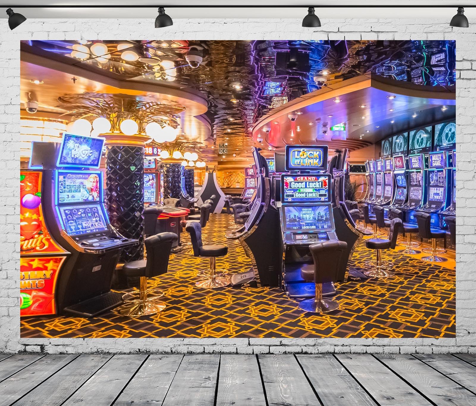 BELECO 3.6x2.5m Sfondo Sala Casinò, Slot Machine Gioco Azzardo, Decorazione Festa Tema Casinò, Studio Fotografia Ritratto Accessori