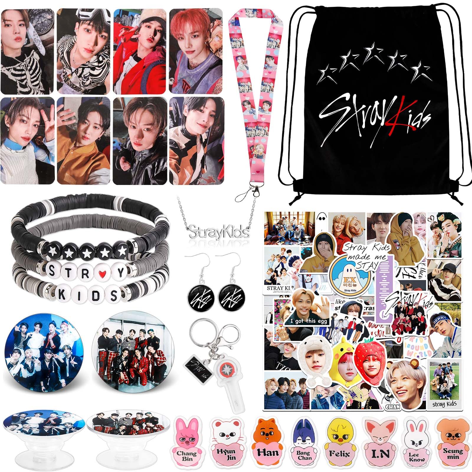Japior Stray Kids Gifts Set,Including Drawstring Bag, 8 skzoo