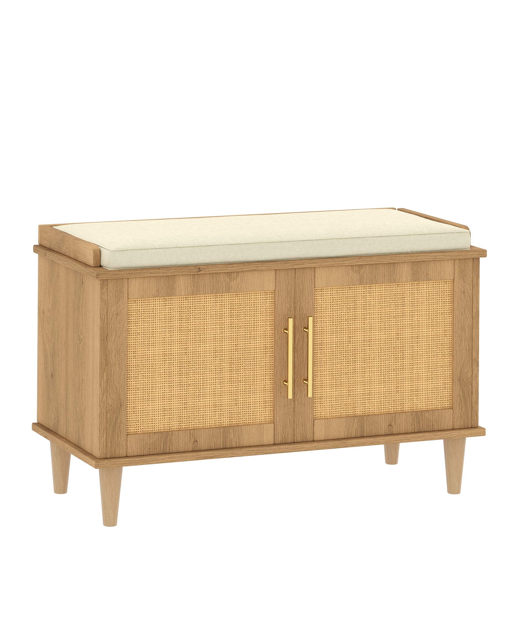 Amazon.com: Akxomel Rattan Shoe Storage Bench with Cushion, 2-Tier