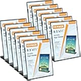 Fall Resistant Acrylic Sign Holder 8.5 x 11 Inches 12 Pack, Slant Back Table Flyer Menu Display Stand, Heavy Duty Plastic Acrylic Sign Frame Paper Holder for Business, Store, Restaurant, Black