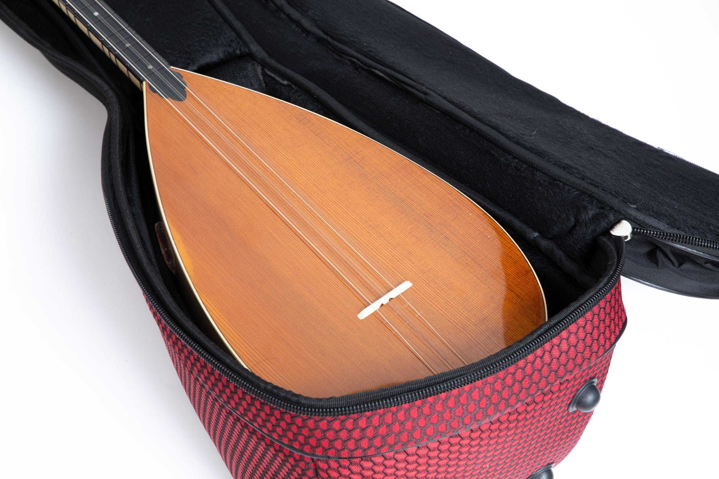 Saz Baglama-Tasche OXY gepolsterte Gigbag, sichere und starre Hülle, starker Reißverschluss, Rot