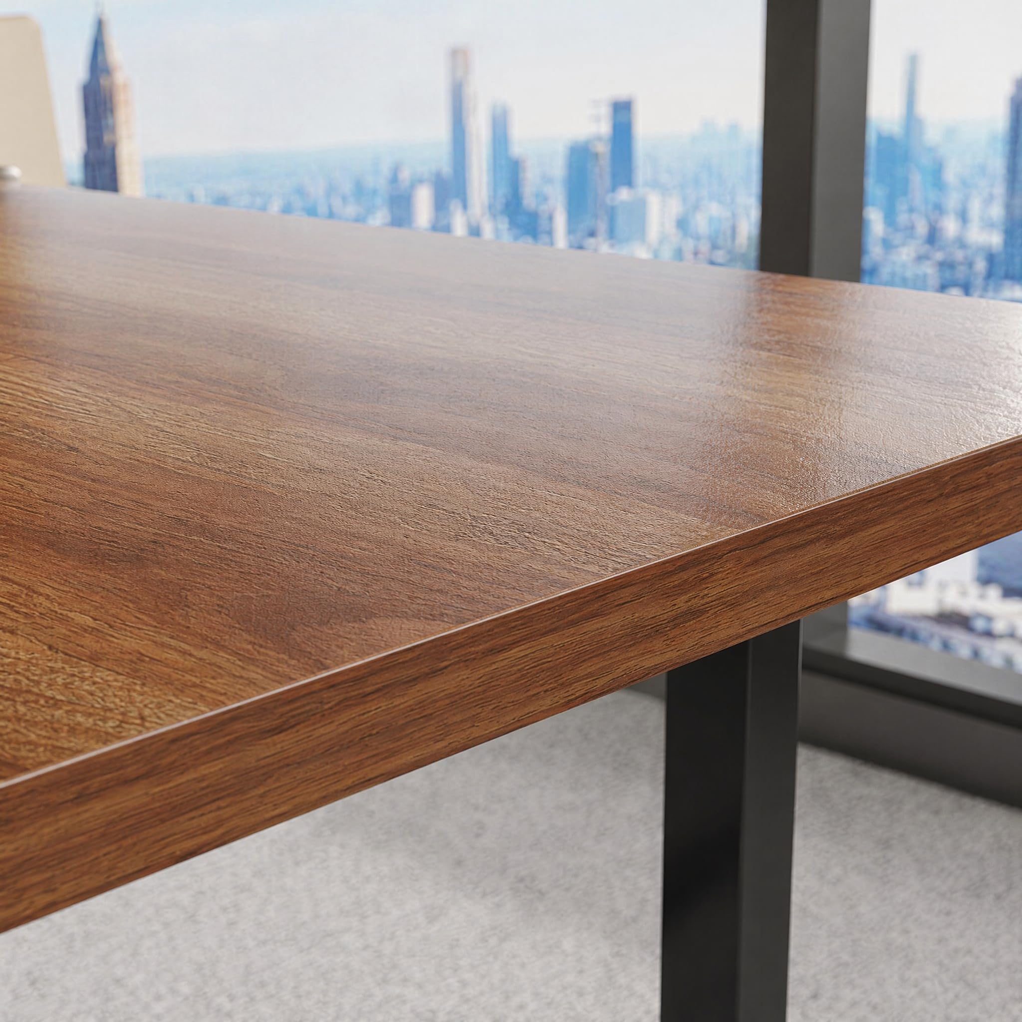 Stół konferencyjny z dekoderem kablowym V-S – orzech włoski wys. 240 cm x 120 cm, siedzenia 8–10, pojemność 680 kg, wszechstronny design, idealny do biur i spotkań.