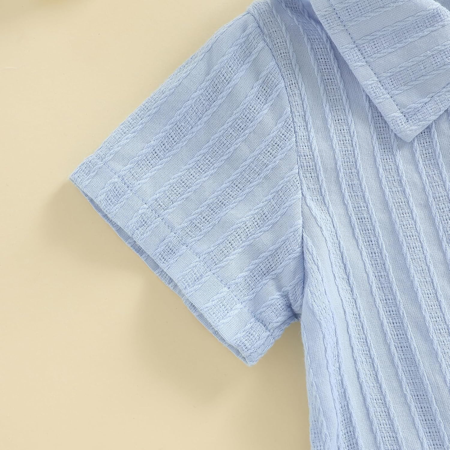 Balaflyie Baby Boy Short Romper Summer Button Down Collared Shirt Jumpsuit | Infant Cotton One-Piece, Cool&Light Weight Fabric, Ideas for Hot Summer Days, Little Gentleman Outfit For Toddler Boy