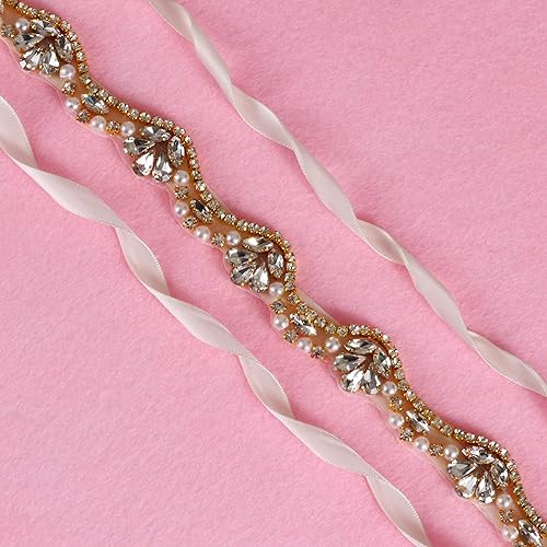 Miniatura 6 de Yanstar - Cinturón de novia hecho a mano con diamantes de imitación para vestido de dama de honor
