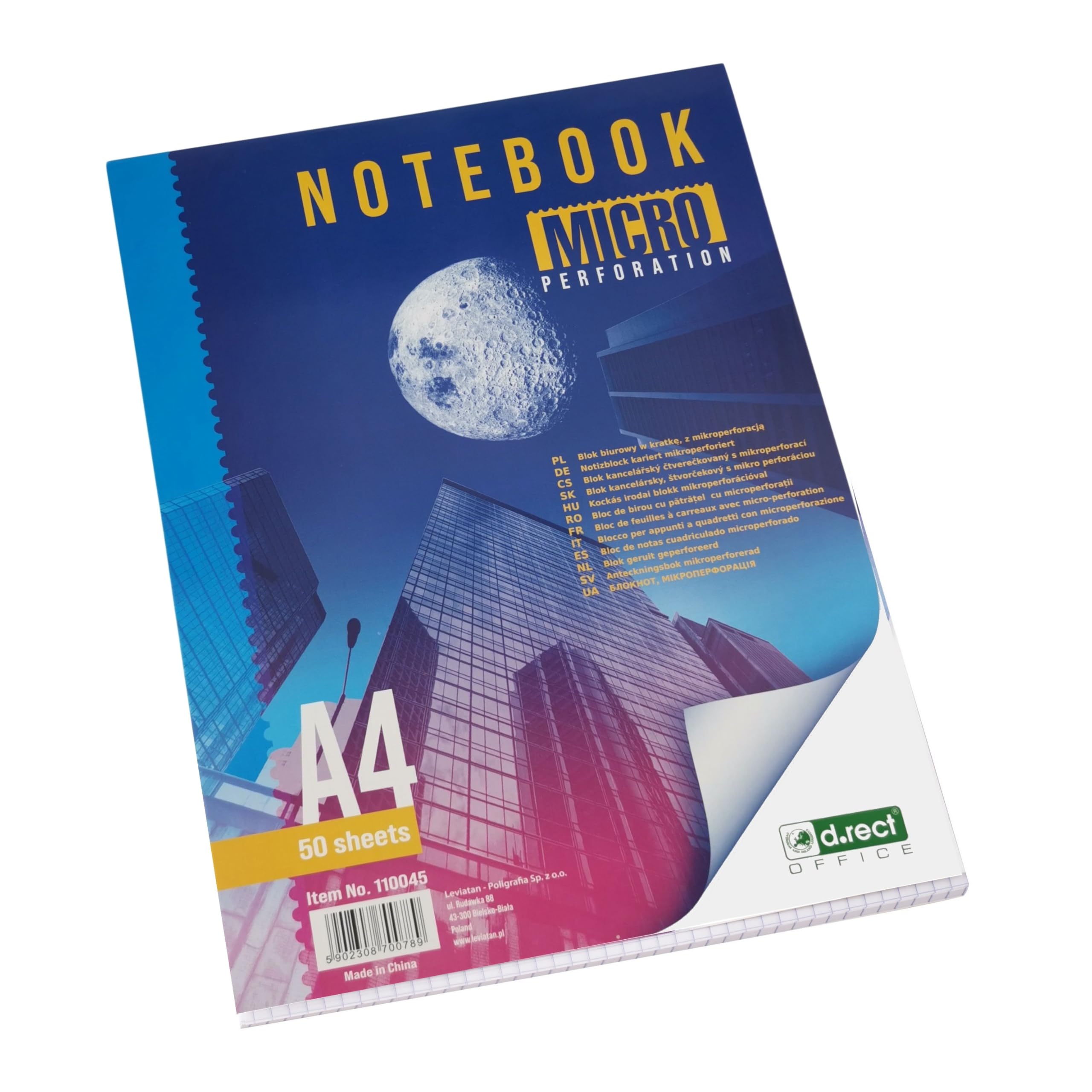 D.RECT Letter Block with Microperforation | Checkered Writing Pad | Squared Writing Block | 70g/m² | A4 | 50 Sheets