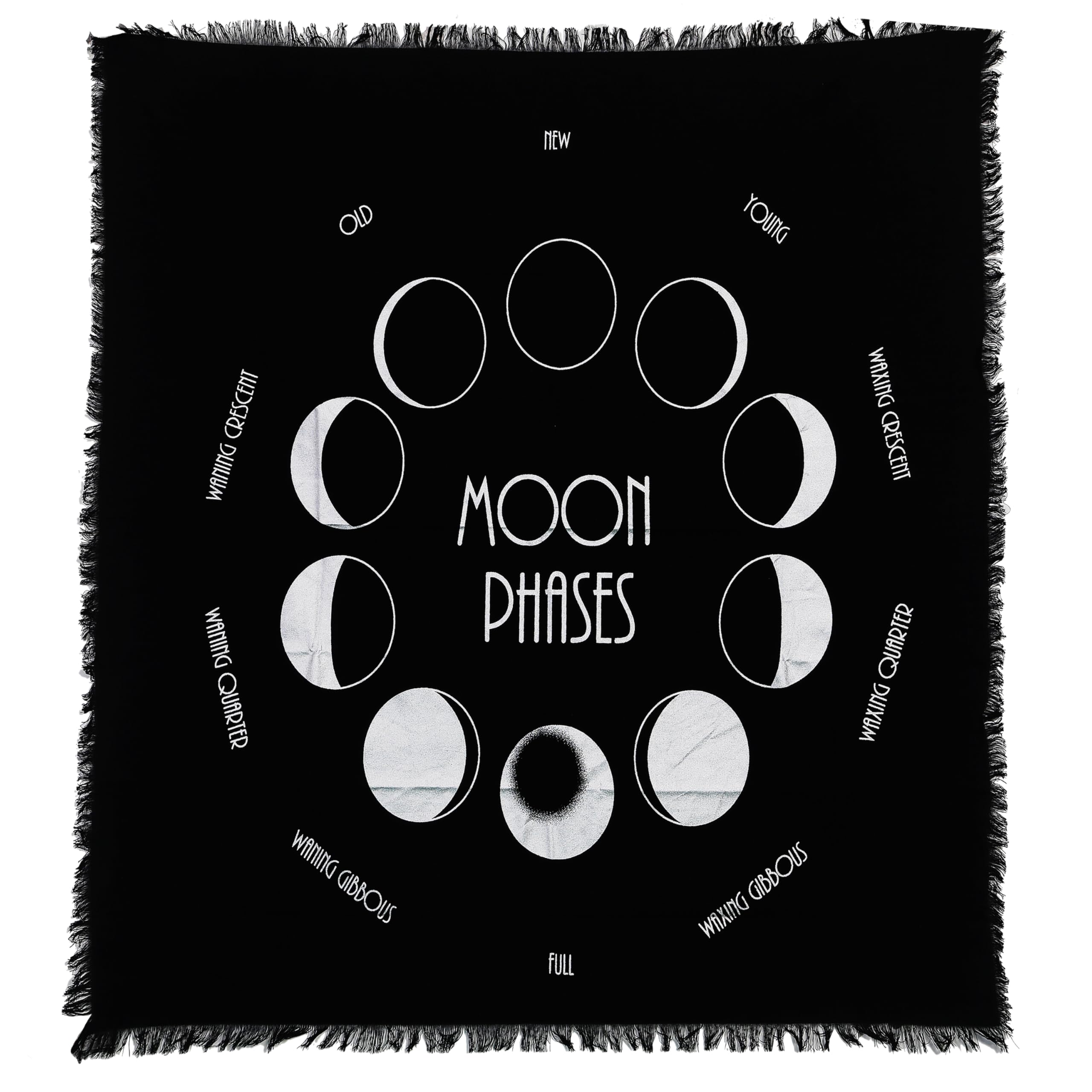 Indian Moon Phases Altar Cloth with Celestial Tarot Deck - Alter Square Wall Hanging TableCloth for Sacred Places - Moon Faces Cycle