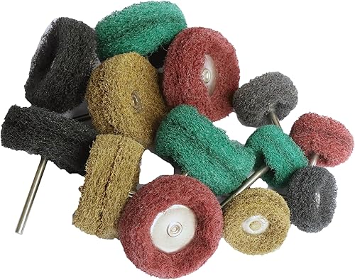 Miniatura 10 de Juego de ruedas de pulido abrasivo para herramienta rotativa, eliminación de óxido en superficie metálica con mandril de 0.118 pulgadas, mini